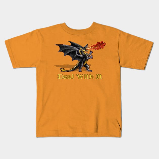 Black Dragon Deal With It Kids T-Shirt by Neslepaks